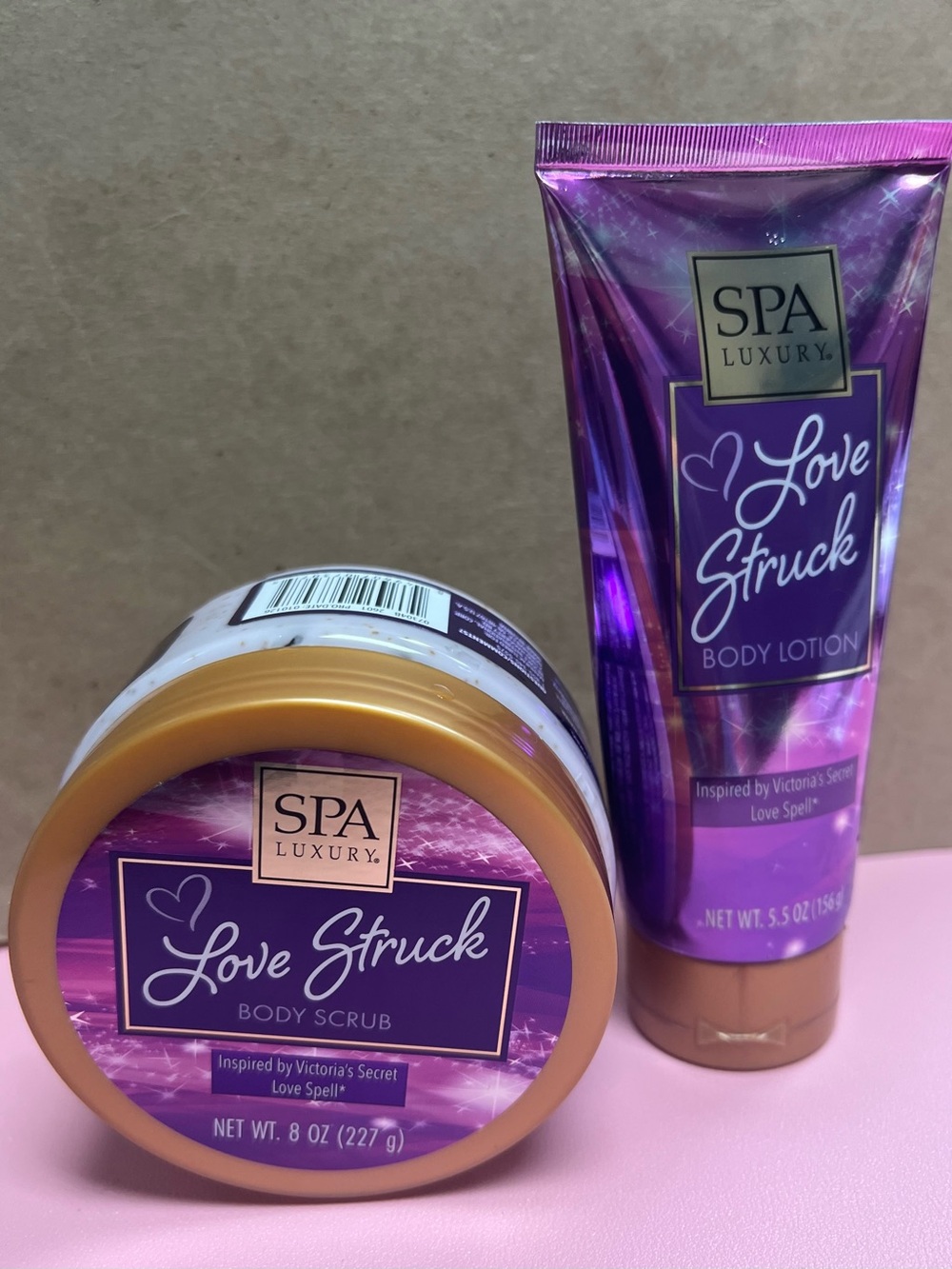 Purple & Gold Love Struck Lotion and Body Scrub Duo VS Love Spell Inspired Scent